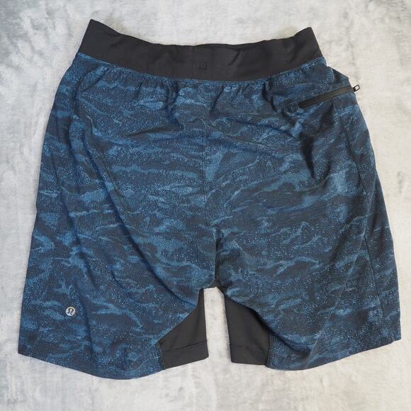 Lululemon‎ T.H.E. 9" Shorts Mens Size M Linerless Navy Blue Black Running Gym - Picture 4 of 8